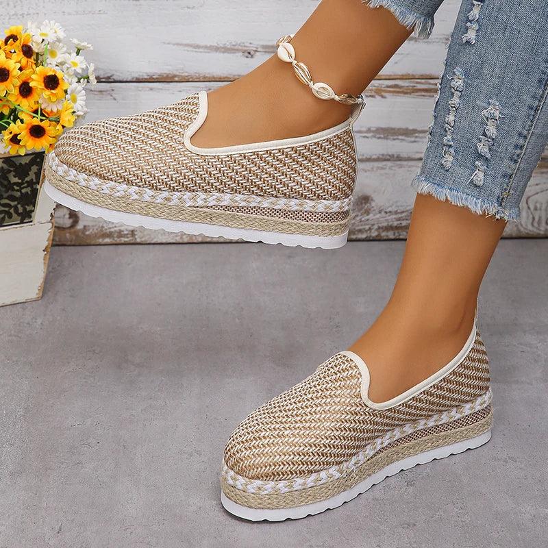 Braided Breathable Espadrilles for Women | Autumn Thick Platform Sneakers - Dhavinci