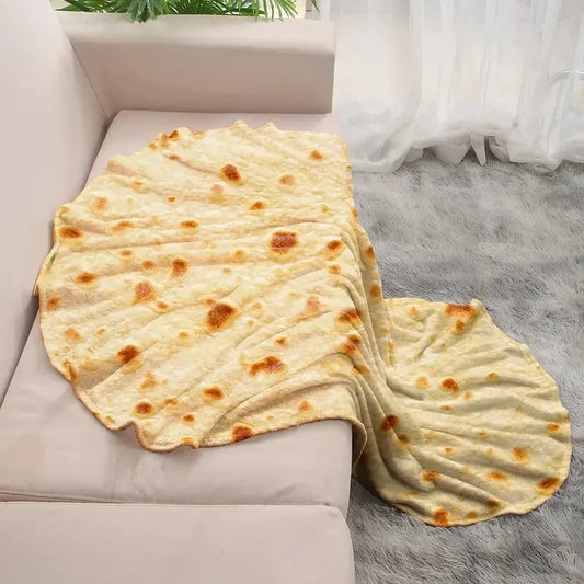 Multi-size Funny Round Corn Tortilla Blanket Soft Warm Throw Blanket for Sofa, Office, Bed, Camping Traveling Flannel Blankets - Dhavinci