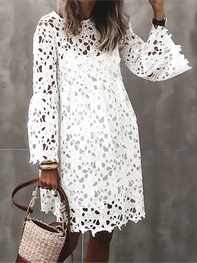 Ethnic Style Lace Dress | Women’s Printed Long Sleeve Casual Skirt - Dhavinci