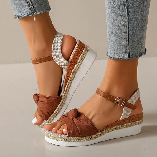 Thick Bottom Sandals for Women - Bowknot Platform Gladiator Sandals - Dhavinci