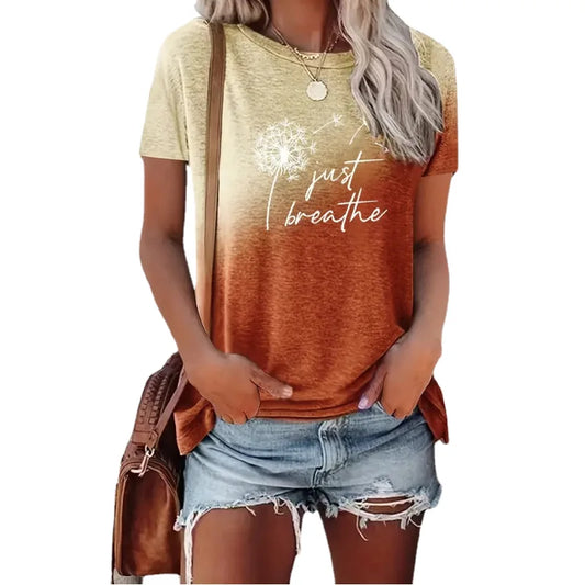 Dandelion Print Oversized T-Shirt | Women’s Vintage Summer Top - Dhavinci