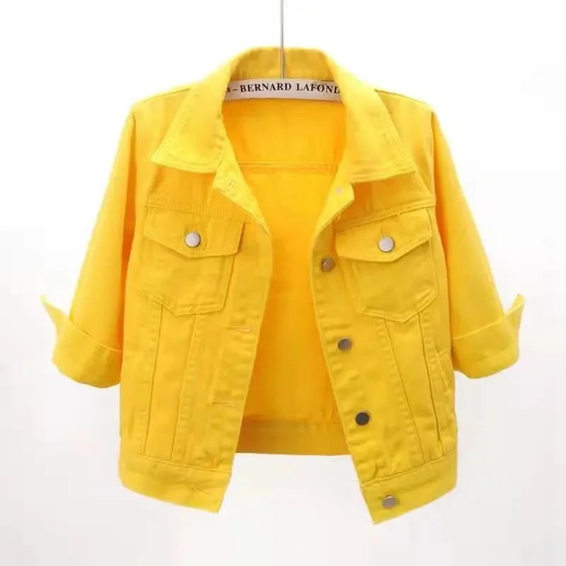 Candy Color Denim Jacket | Women’s Summer Casual Outerwear - Dhavinci