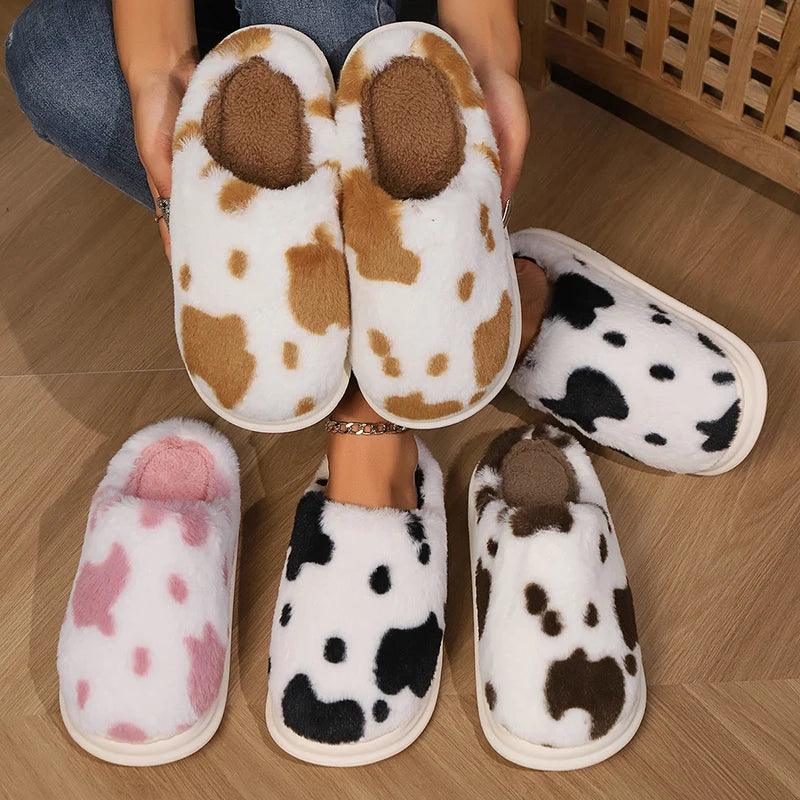 Mix Color Warm Fluffy Slippers for Women - Non-Slip Plush Home Slides - Dhavinci