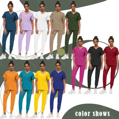 Hot Sale Anti Wrinkle Scrubs Workwear Washable Soft Fabric Nurse Hospital Uniforms Medical Scrubs Top Pants Jogger Scrubs Sets - Dhavinci