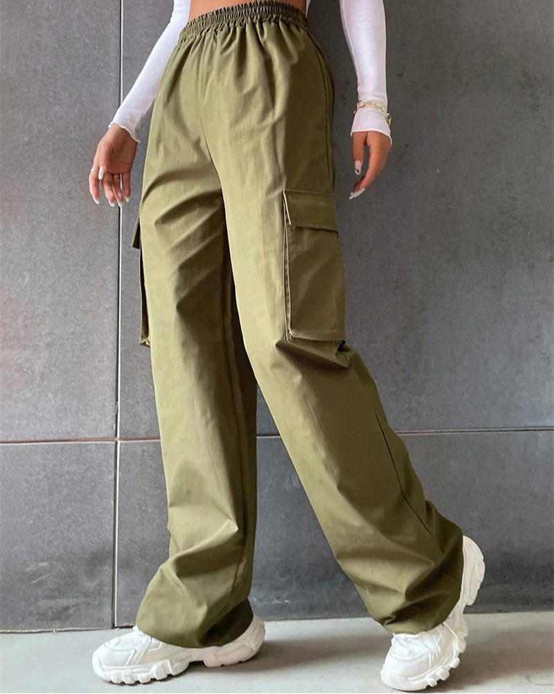 High Street Vintage Pants | Women’s High-Waist Cargo Trousers - Dhavinci