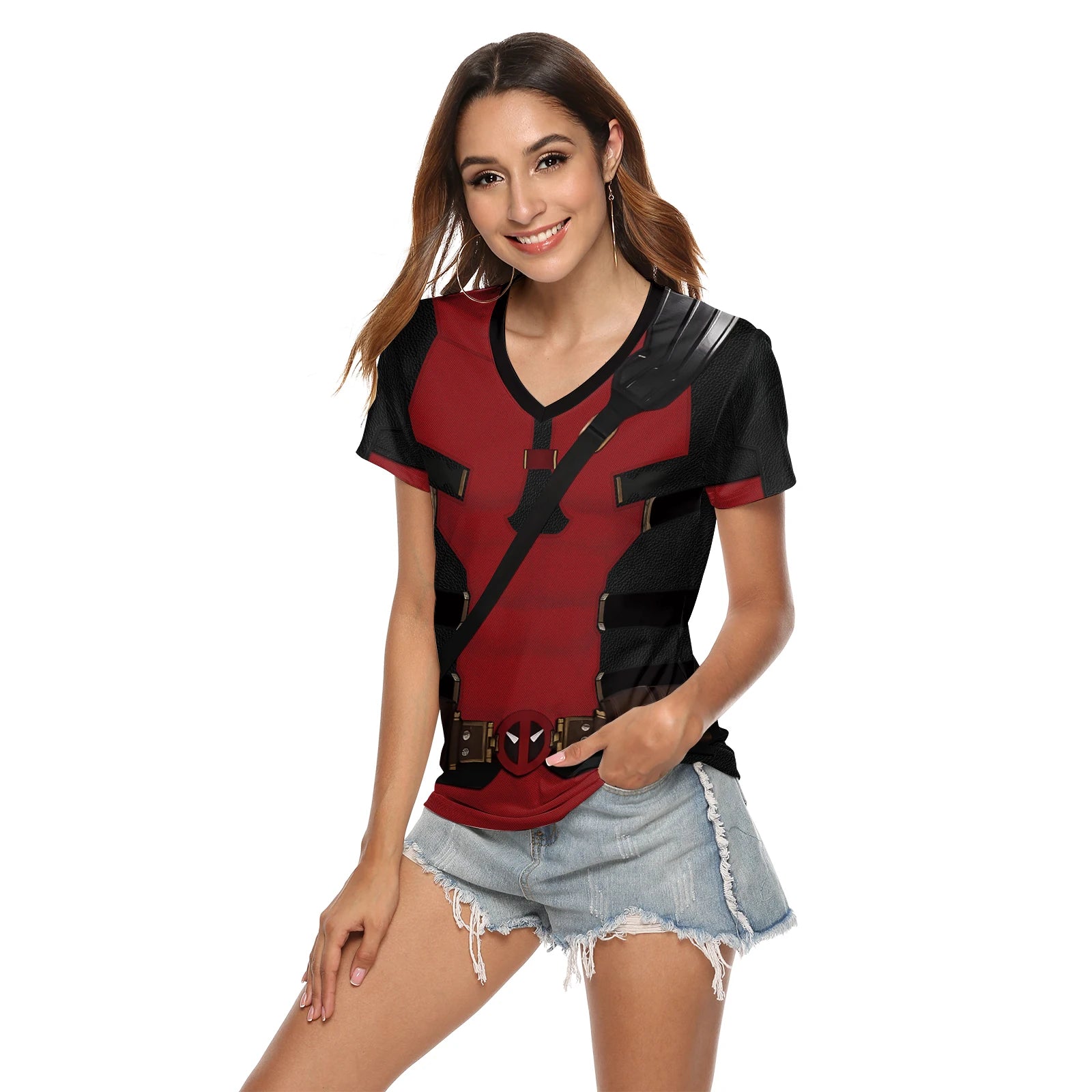 Deadpool Women’s Cosplay T-Shirt | Wolverine Printed Party Top - Dhavinci