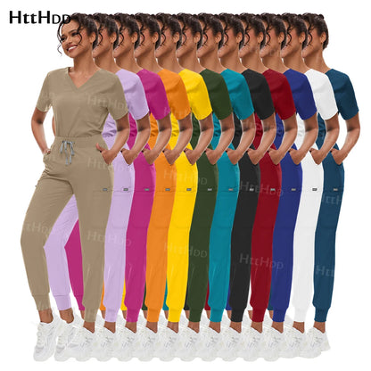 Scrub Sets Uniform Women Joggers Hospital Accessories Medical Surgical Gown Pharmacy Healthcare Work Wear Unisex Mens Scrub Soft - Dhavinci