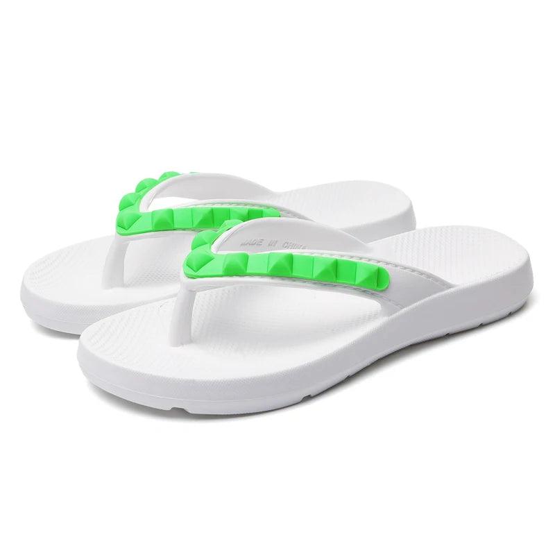 Mix Color Flat Heel Flip Flops for Women | Non-Slip Beach Slides - Dhavinci