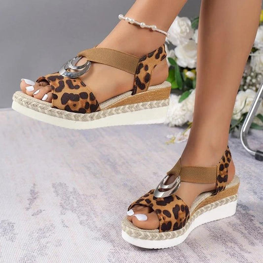 Leopard Print Women’s Sandals | Lightweight Wedge Gladiator Shoes - Dhavinci