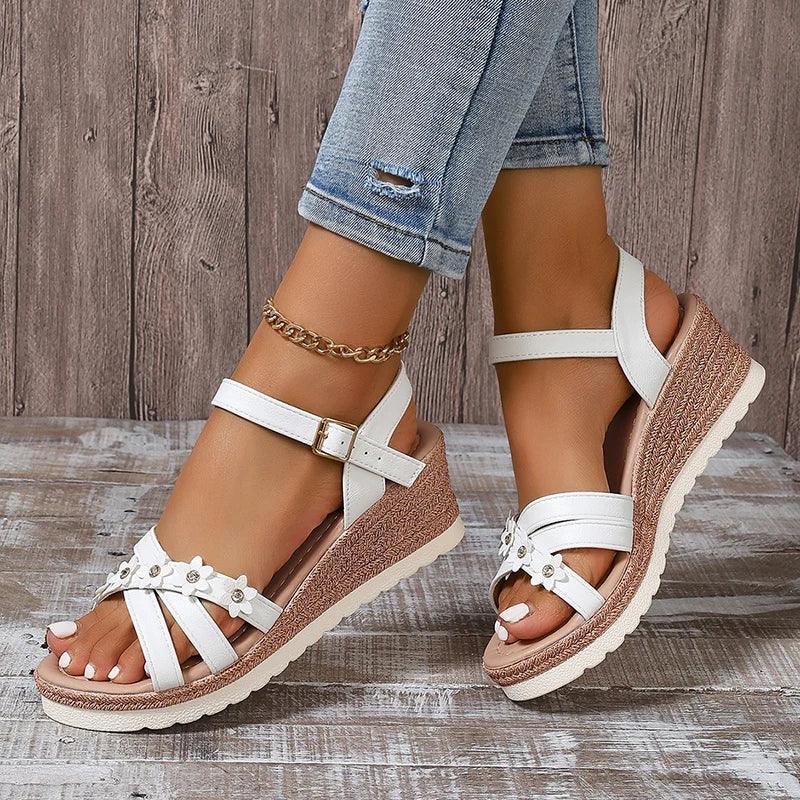 Fashion Flower Platform Sandals for Women - Wedges Gladiator Heels - Dhavinci