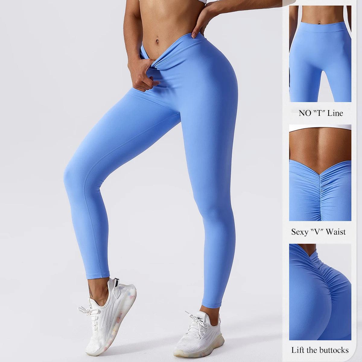 Sexy V-Waist Scrunch Butt Leggings for Women | Push-Up Fitness Yoga Pants - Dhavinci