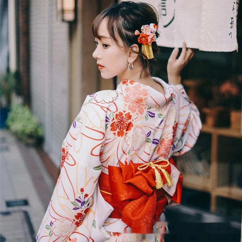 Japanese kimono female formal dress modified pink will wear Japanese yukata and wind photo god girl photography clothing - Dhavinci