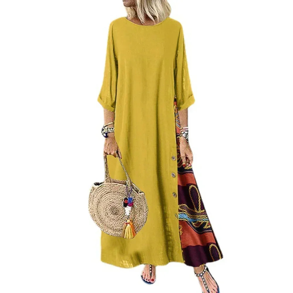 Fashion Loose Maxi Dress Women Ethnic Style Boho Long Dresses Vestidos Casual Summer Vintage Thin Woman Clothes Robe Femme - Dhavinci