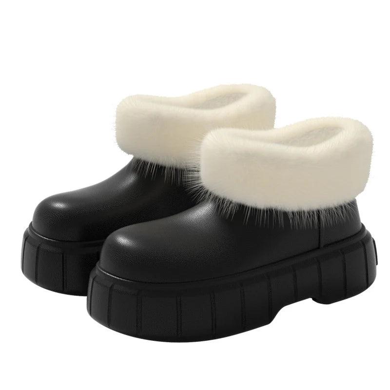 Thick Bottom Platform Boots - Faux Fur Waterproof Snow Boots for Women - Dhavinci