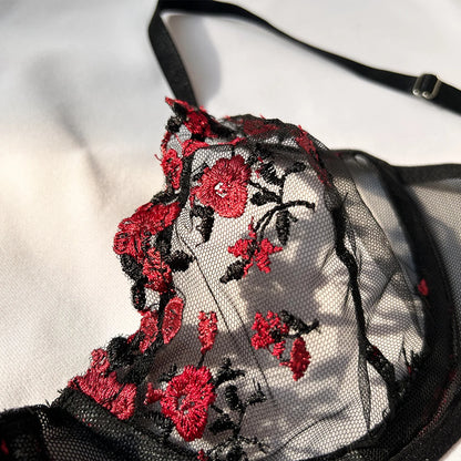 Sexy Embroidered Bra Set | Women's Push-Up Lingerie Set