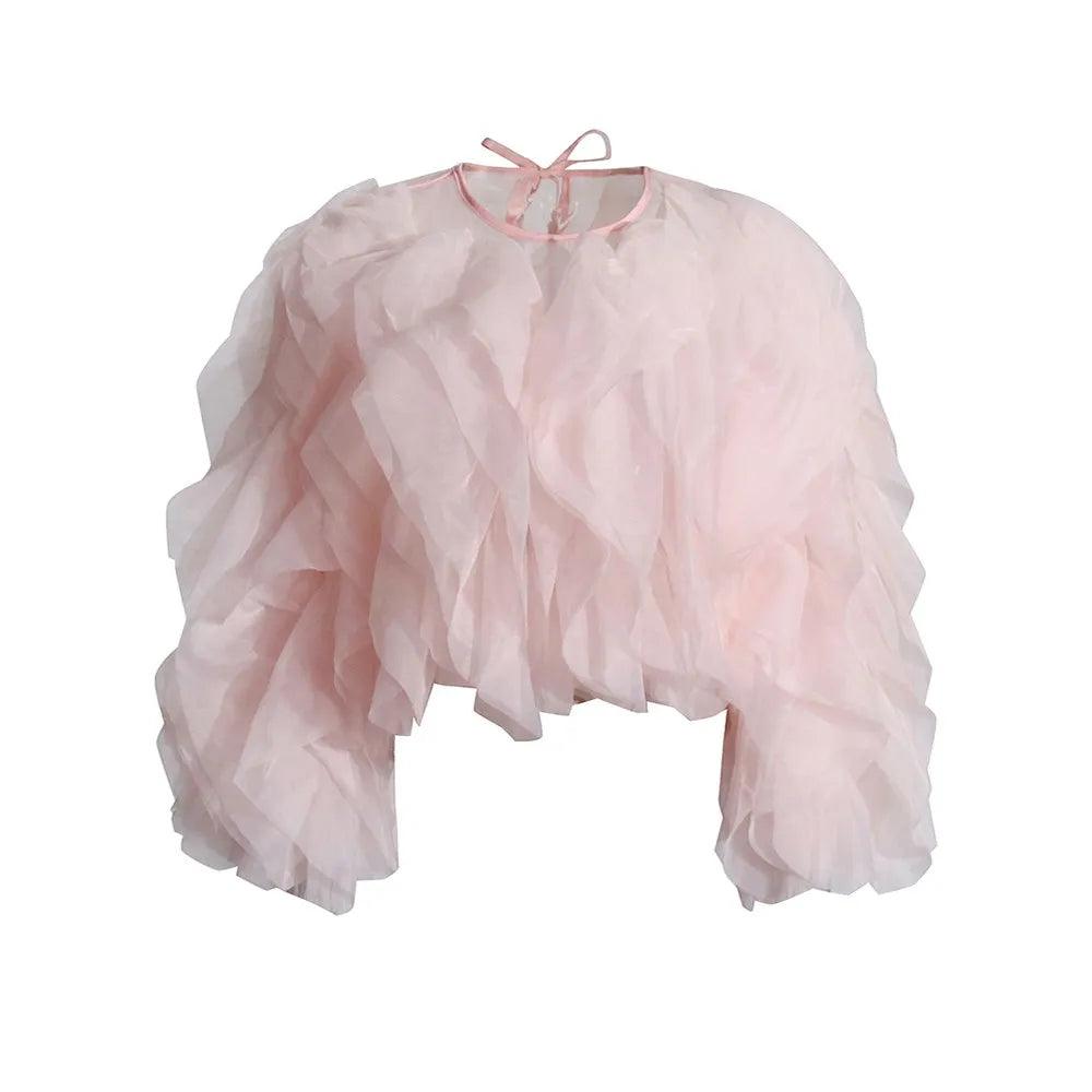 Ruffled Lantern Sleeve Shirt for Women | Stylish Summer Blouse - Dhavinci