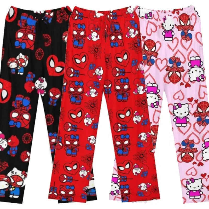 Hello Kitty Spider-man Cotton Loose Ladies Pajama Pants Pyjama Trousers Women Men Cartoon Sleep Bottoms Lounge Wear Girl Sleep - Dhavinci