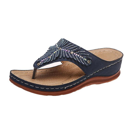 Thick Bottom Crystal Flip Flops for Women | Comfortable Beach Platform Slippers - Dhavinci