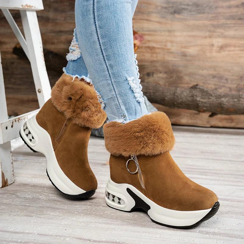 Faux Fur Snow Boots for Women | Chunky Platform Ankle Boots - Dhavinci