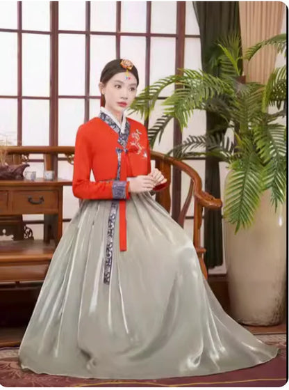 Hanbok Dance Performance Dress | Korean Ethnic Minority Clothing - Dhavinci