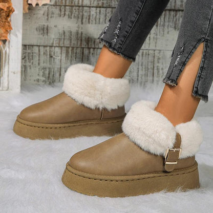 Faux Fur Ankle Boots - Waterproof Snow Boots for Women - Dhavinci