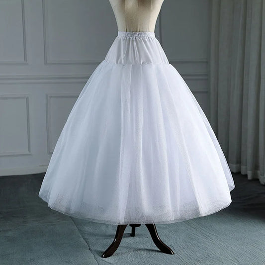 White Tulle Petticoat for A Line Style Wedding Dress 4-8 Layers No Hoops Bridal Wedding Accessories Long Petticoats Underskirt - Dhavinci