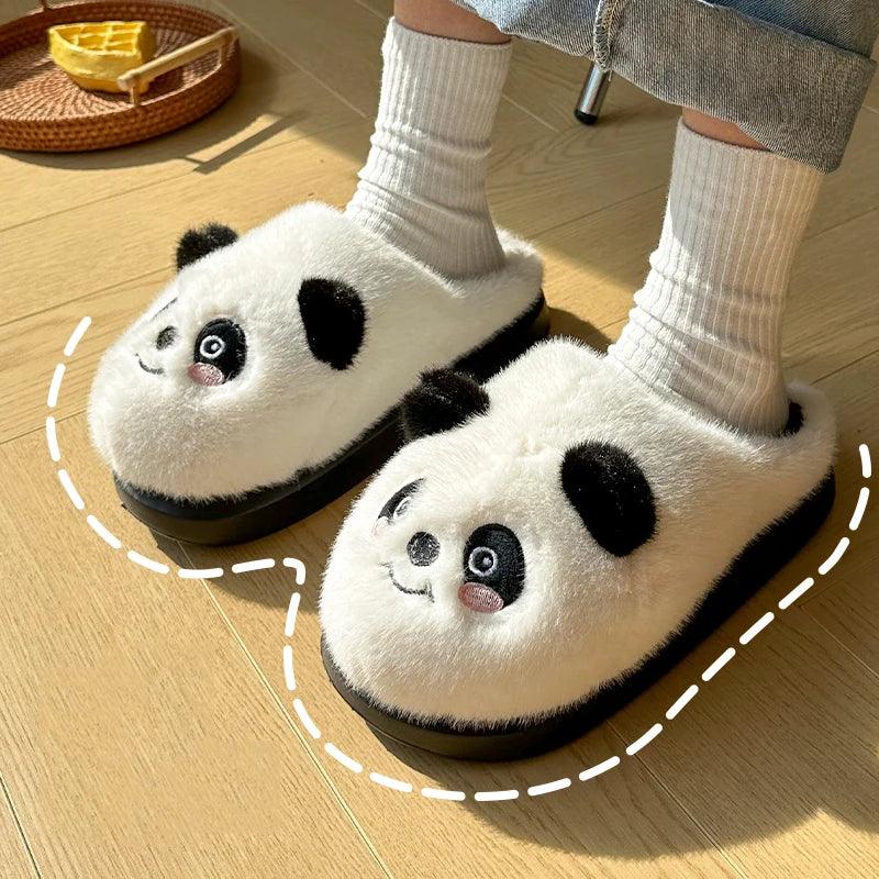 Plush Panda Slippers for Women | Warm Winter Bedroom Slides - Dhavinci