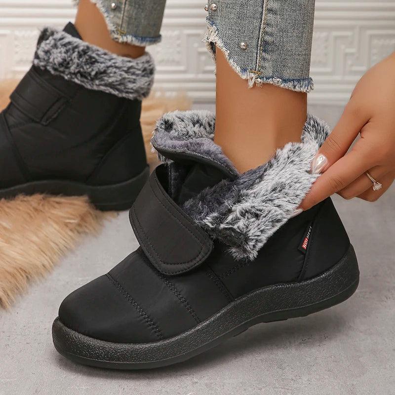 Waterproof Faux Fur Snow Boots - Warm Winter Ankle Boots for Women - Dhavinci