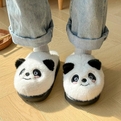 Plush Panda Slippers for Women | Warm Winter Bedroom Slides - Dhavinci