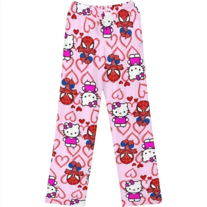 Hello Kitty Spider-man Cotton Loose Ladies Pajama Pants Pyjama Trousers Women Men Cartoon Sleep Bottoms Lounge Wear Girl Sleep - Dhavinci