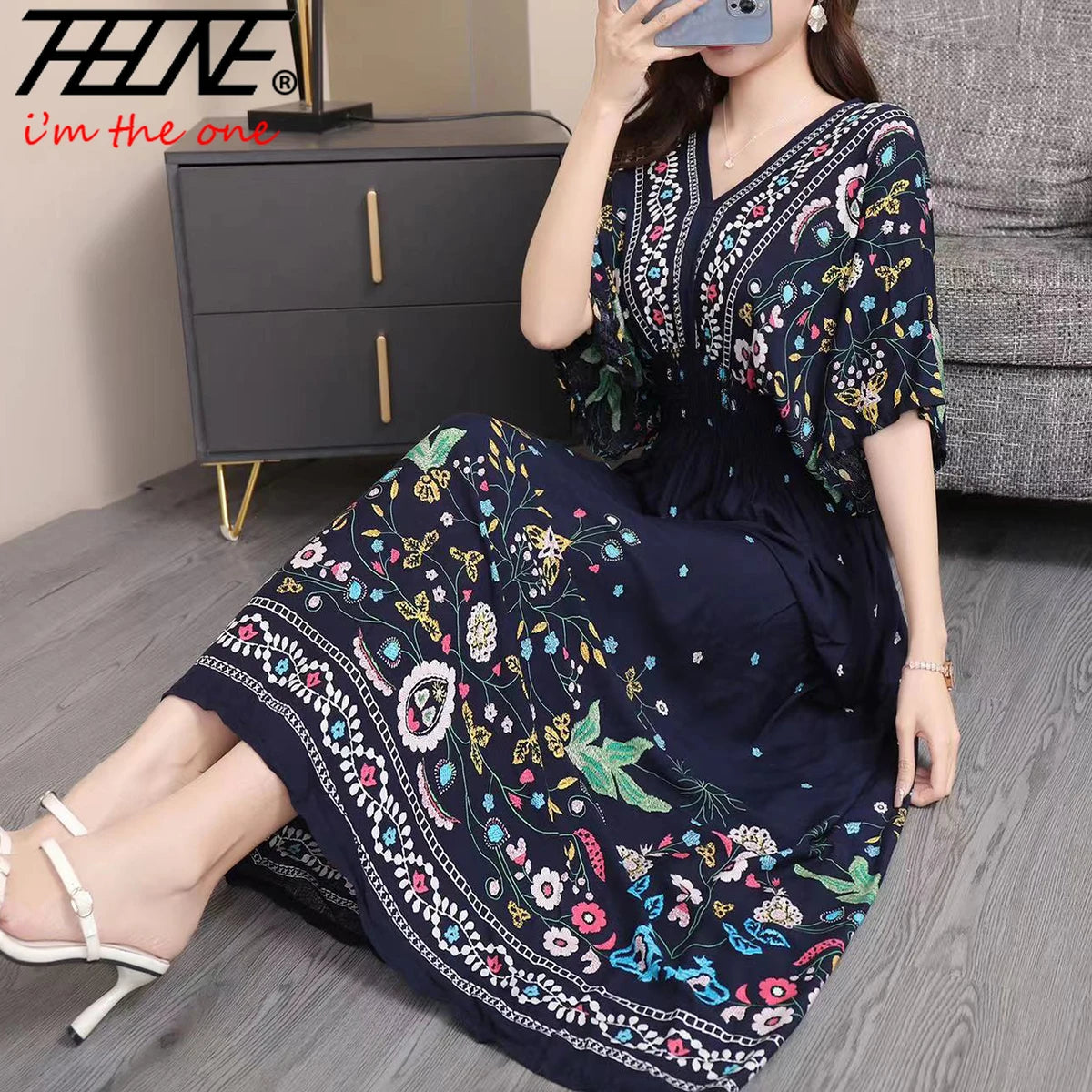 Bohemian floral Fashion Summer Dress 2024 Women Maxi long beach holiday travel Indian Clothes vestidos Para Mujer Vintage Casual - Dhavinci