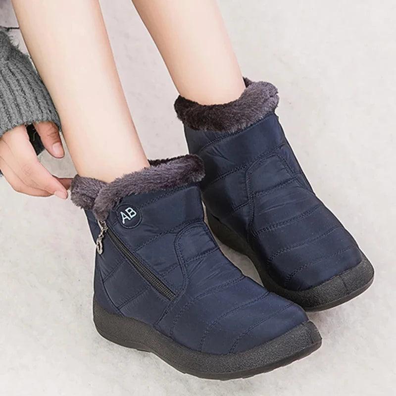 Thick Plush Snow Boots - Waterproof Winter Ankle Boots for Women - Dhavinci