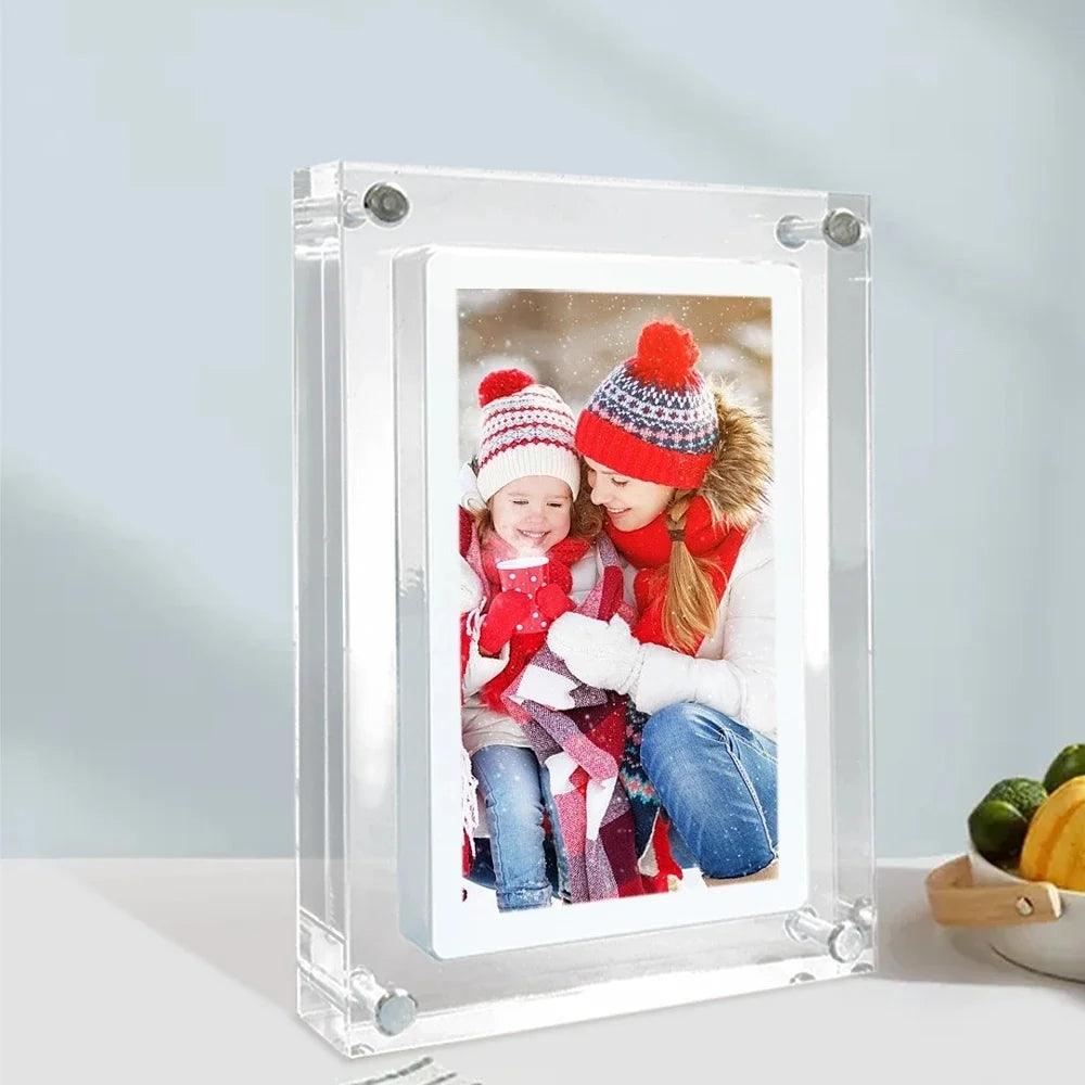 Acrylic Digital Photo Frame 5/7 Inch | Rotating IPS Screen with 2G Memory - Dhavinci