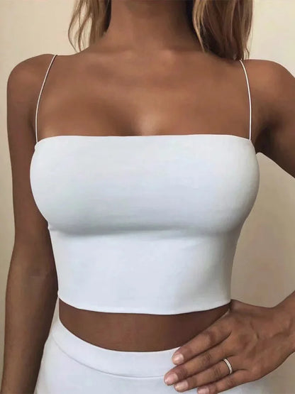 Summer Women's Crop Top | Sexy Elastic Cotton Camisole - Dhavinci