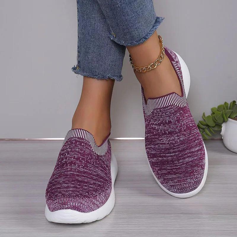 Breathable Knitting Platform Sneakers for Women | Slip-On Sports Shoes - Dhavinci