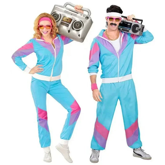 Retro Disco Couple Sportswear Cos Party Stage Performance Costumes Fancy Party Dress Up Carnival Nw Year Cosplay Costume - Dhavinci