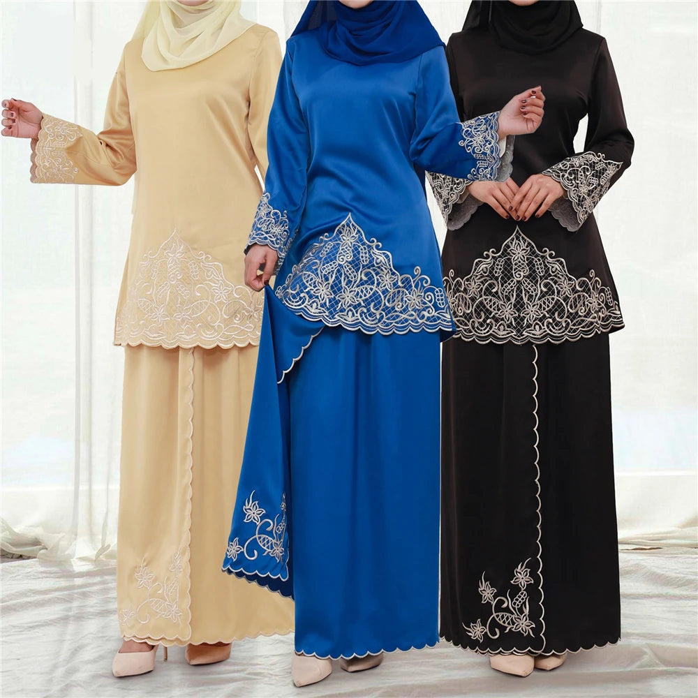 2PCS Muslim Women’s Set | Elegant Dubai Long Sleeve Top & Skirt - Dhavinci