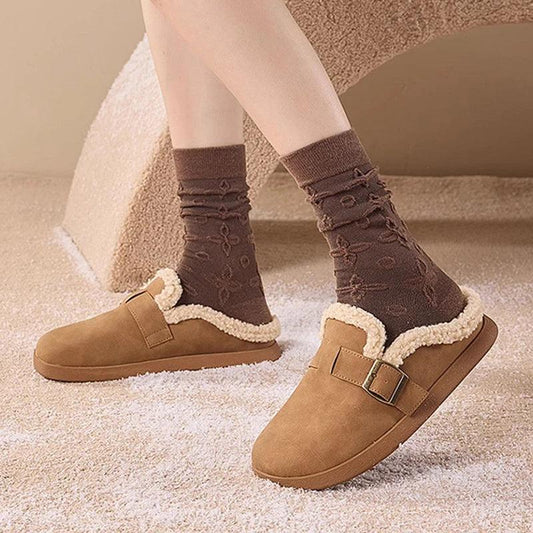 Women's Winter Warm Home Slippers | Faux Suede Plush Closed Toe Slides - Dhavinci