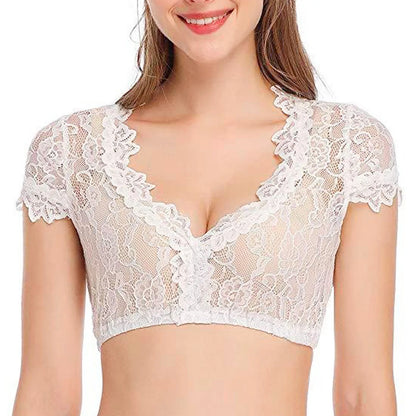 Elegant Bavarian Dirndl Blouse | Lace Crop Top for Women - Dhavinci