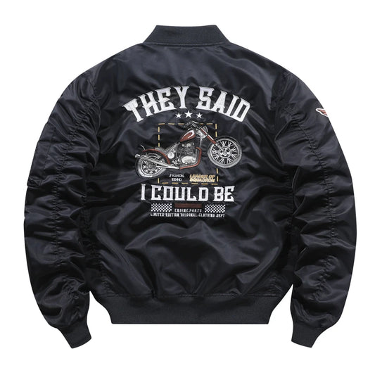 Men's Embroidered Bomber Jacket | Stylish Motorcycle Streetwear