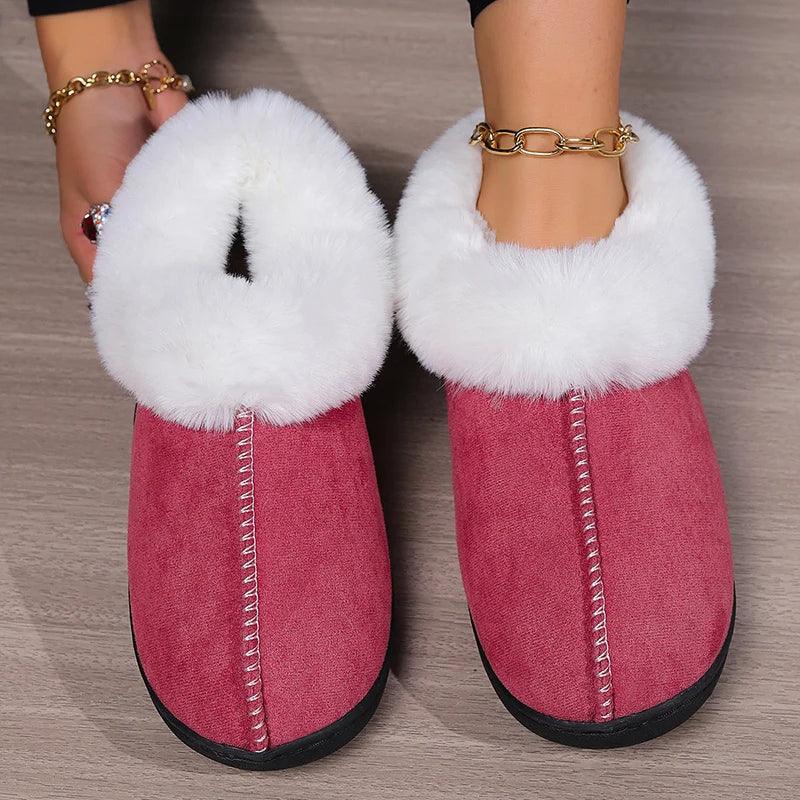 Fluffy Indoor Slippers for Women | Warm Plush Suede House Shoes - Dhavinci