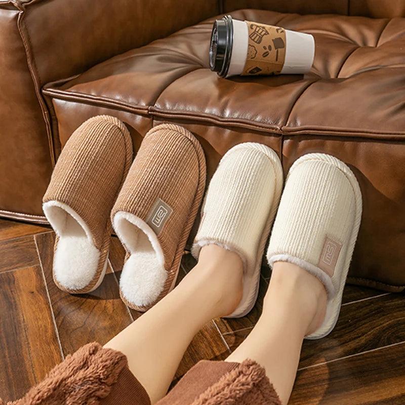 Couple Home Plush Slippers for Women | Closed Toe Casual Winter Slippers - Dhavinci