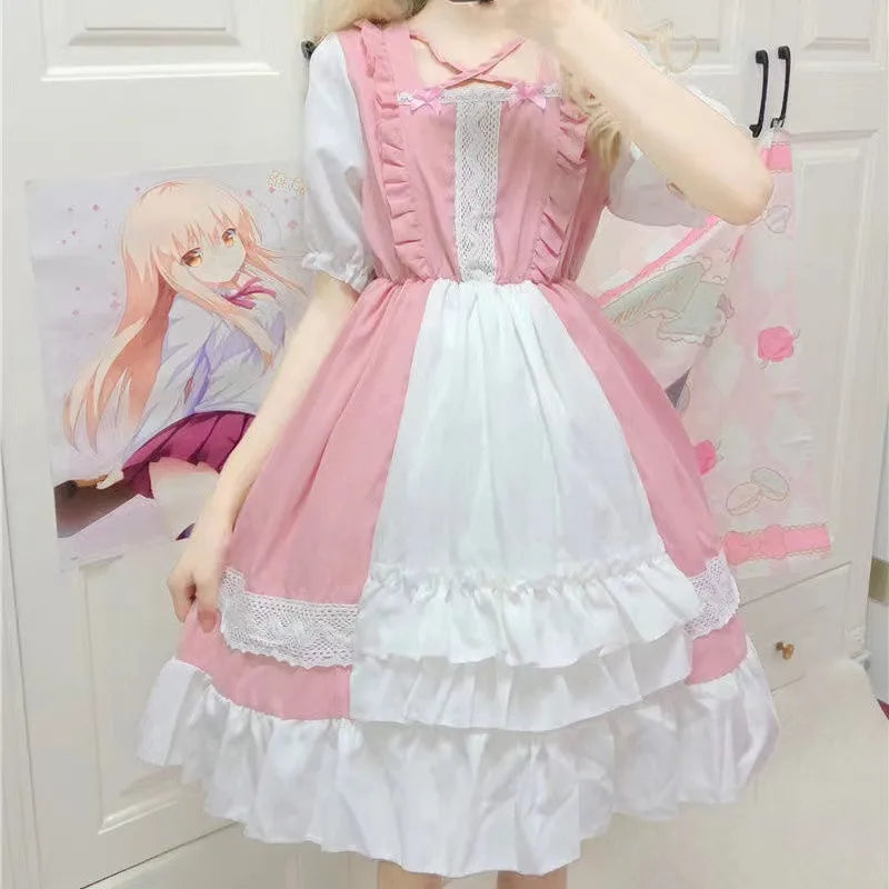 Alice in Wonderland Lolita OP Dress | Flouncing Lace Trim - Dhavinci