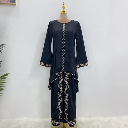 Delicate Embroidery Malaysian Baju Kurung | Wedding & Party Dress - Dhavinci