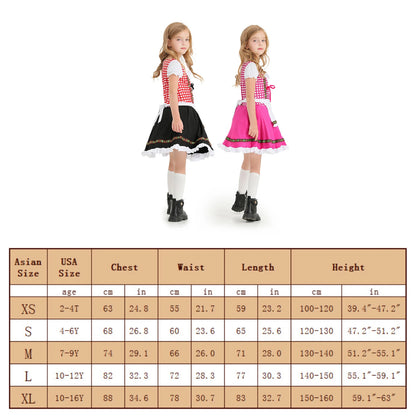 Oktoberfest Beer Kid Girls Costume Traditional German Fraulein Bavarian Dirndl Dress Child - Dhavinci