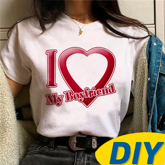 I Love My Boyfriend Custom T-Shirt | Funny Y2K Harajuku Tee - Dhavinci