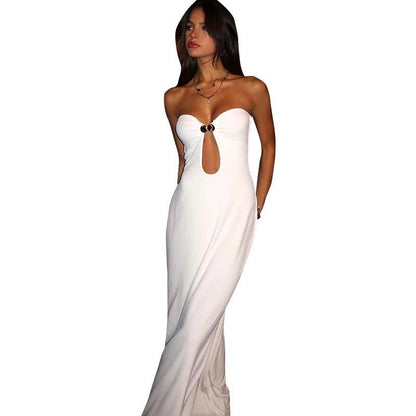 Sexy Strapless Cut-Out Maxi Dress | Backless White Beach Sundress - Dhavinci