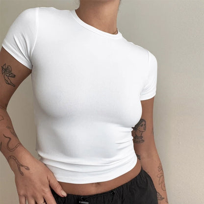 Slim-Fit Knitted T-Shirt for Women | Sporty Y2K Streetwear Style - Dhavinci