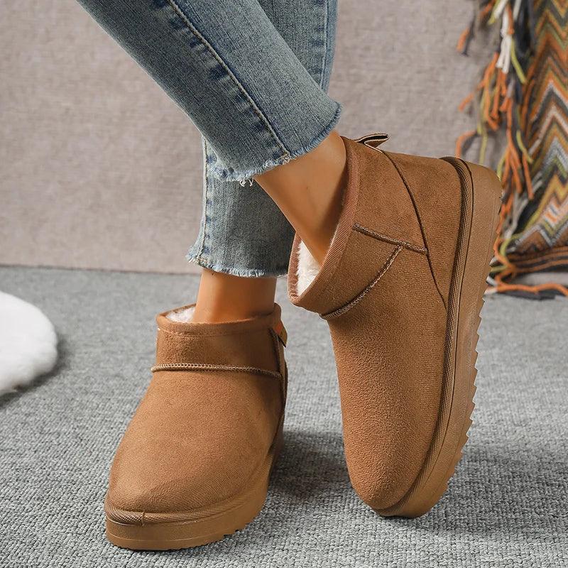 Faux Suede Chelsea Snow Boots for Women | Warm Winter Ankle Boots - Dhavinci