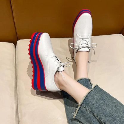 Mix Color Platform Sneakers | Chunky Vulcanized Shoes for Women - Dhavinci